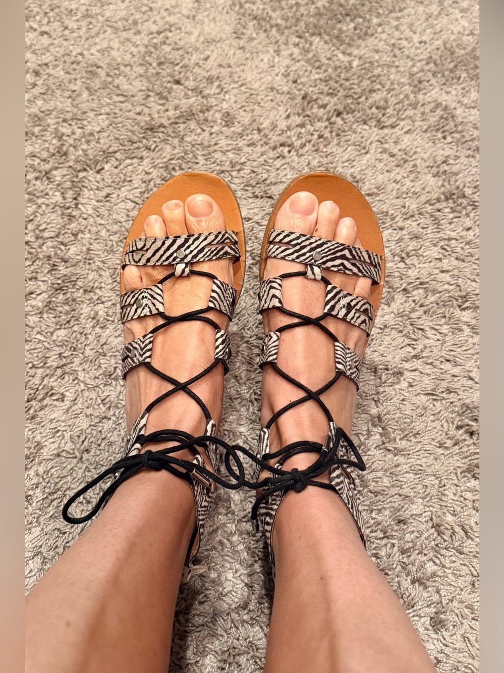 DV by Dolce Vita Zebra-Print Lace-Up Sandals